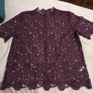 High neck crochet dark purple